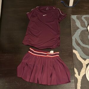 Nike Maroon Athletic Top and Skirt Set